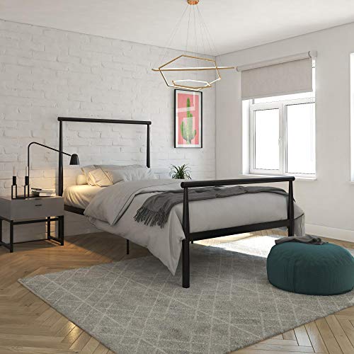 DHP Calixa Modern Metal Bed Frame, Industrial Minimalist Design, Twin, Black Platform