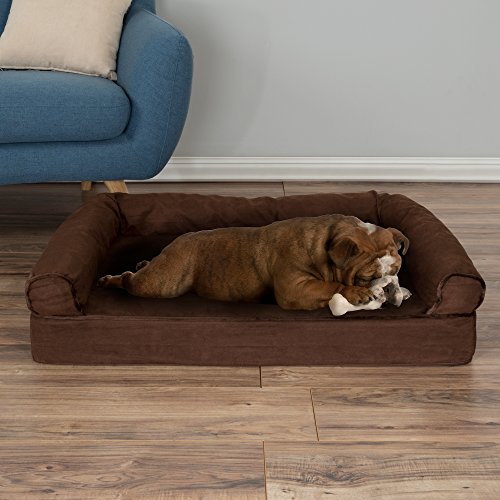 PETMAKER Orthopedic Pet Sofa Bed with Memory Foam and Foam Stuffed Bolsters 35.5x24x8 Brown