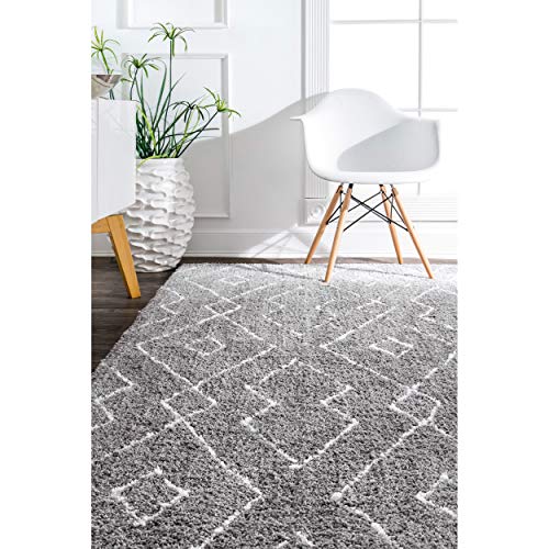 nuLOOM Lauren Lattice Shag Rug, 6' x 9', Grey