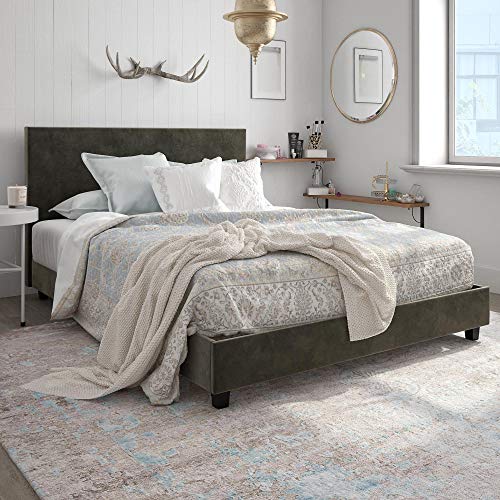 DHP Carley Upholstered Bed, Queen, Gray Velvet