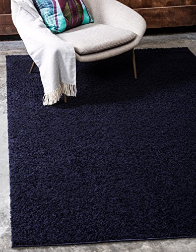 Unique Loom Serenity Solid Shag Collection Super Soft Micro Polyester Midnight Blue Area Rug (9' 0 x 12' 0)