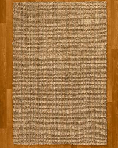 NaturalAreaRugs Meera Area Rug Natural Jute Cotton Hand-Loomed, 6' x 9'
