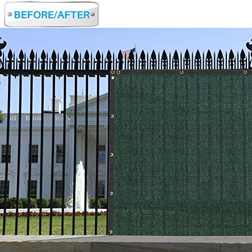 Patio Paradise 6' x 128' Dark Green Fence Privacy Screen, Commercial Outdoor Backyard Shade Windscreen Mesh Fabric with Brass Gromment 88% Blockage- 3 Years Warranty (Customized