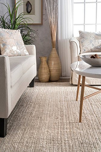 nuLOOM Ashli Handwoven Solid Jute Rug, 8' 6" x 11' 6", Off White