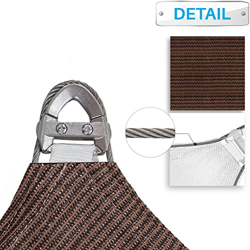 Patio Paradise Large Sun Shade Sail 18' x 39' Rectangle Heavy Duty Strengthen Durable Outdoor Canopy UV Block Fabric A-Ring Design Metal Spring Reinforcement 7 Year Warranty -Brown
