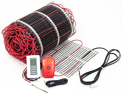 180 sq.ft. 240-Volt. Ceramic & Stone Tile Electric Floor Heating Kit w/Honeywell Floor Thermostat and Installation Alarm, (120 ft. x 1.5 ft.)