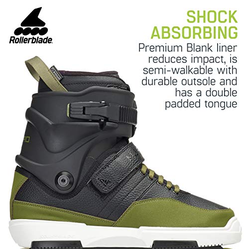 Rollerblade NJ Pro Unisex Adult Street Inline Skate, Black and Army Green, Premium Inline Skates, 8