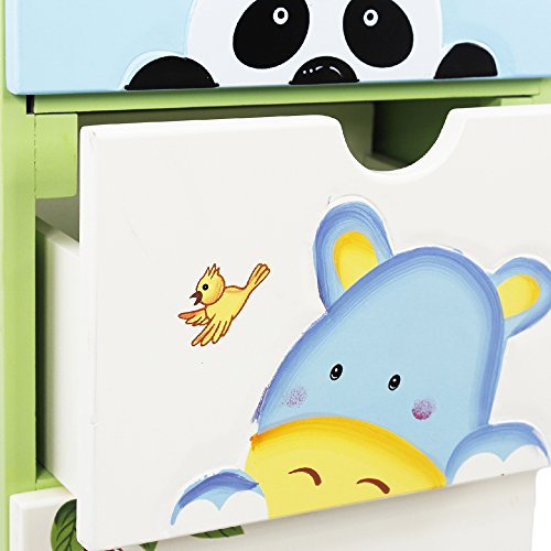 Fantasy Fields - Sunny Safari Animals Durable Wooden Hand Crafted Kids Storage Cabinet with 5 Drawers - Blue