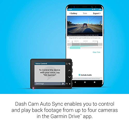 Garmin Dash Cam Bundle with 180-Degree Lens  Auto Incident Detection and Recording, Transcend 32gb Micro SD Card PowerBank