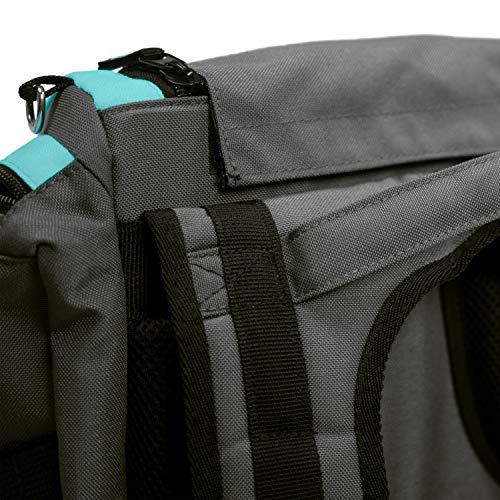 MVP Disc Sports Voyager Pro Backpack Disc Golf Bag (Version 2) with Forcefield Rainfly Gray/Aqua