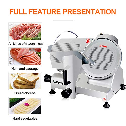 KUPPET Meat Slicer Electric Deli Removable 8'' Stainless Steel Blade & Food Carriage Adjustable Thickness Commercial Machine