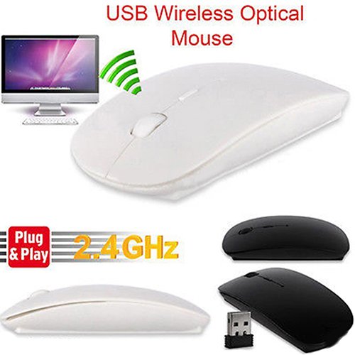 2.4G Wireless Mouse, Ergonomic Scroll Optical Slim Cordless Mice for Windows MacBook Laptop PC with USB Receiver Black