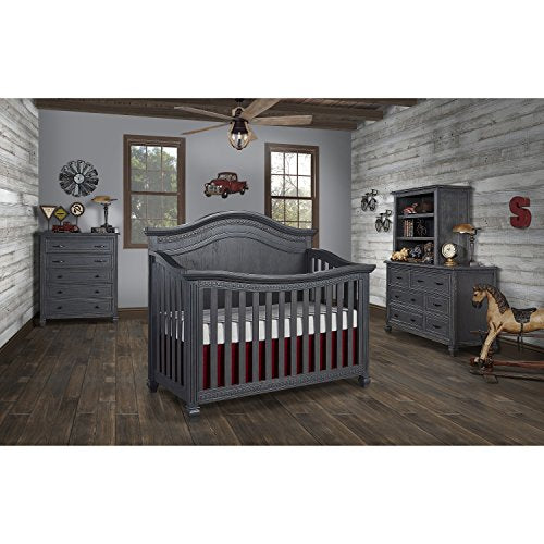 Evolur Madison 5, 1 Curved Top Convertible Crib, Weathered Grey