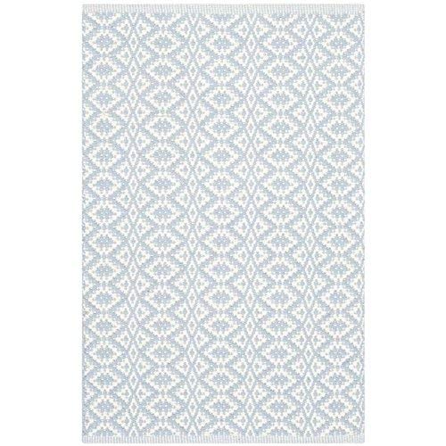 Safavieh Montauk Collection MTK716B Handmade Flatweave Ivory and Light Blue Cotton Area Rug (8' x 10')