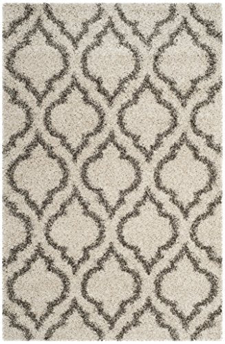 Safavieh Hudson Shag Collection SGH284A Ivory and Grey Moroccan Geometric Area Rug (8' x 10')