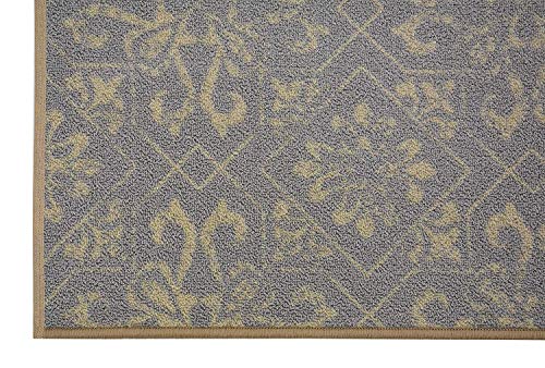 RugStylesOnline Custom Size Runner Trellis Floral Abstract Design Roll Runner 26 Inch Wide x Your Length Size Choice Slip Skid Resistant Rubber Back (Grey Cream, 30 ft x 26 in)