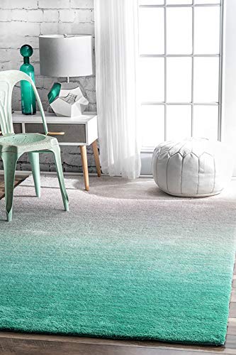 nuLOOM Ariel Ombre Shag Rug, 8' Square, Turquoise