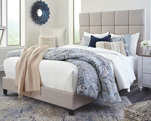 Ashley Furniture Signature Design - Dolante Upholstered Bed - King Size - Complete Bed Set in a Box - Contemporary Style - Tan