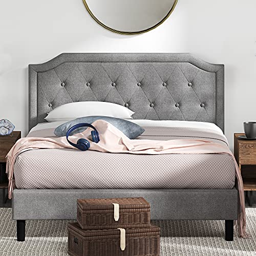 ZINUS Kellen Upholstered Scalloped Platform Bed Frame / Mattress Foundation / Wood Slat Support / No Box Spring Needed / Easy Assembly, King