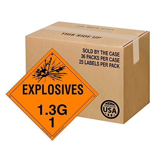 Lablemaster (PSR62) Explosive Class 1.3 G Placard, Removeable Vinyl, Made in The USA, 10.75"x10.75", DOT Shipping Compliant, Case of 900 (900 Pack)