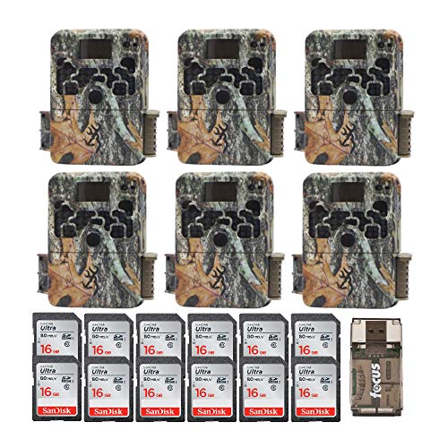 (6) Browning Trail Cameras Strike Force Extreme 16 MP Game Cameras + 12 16GB SD Cards + Focus USB Reader