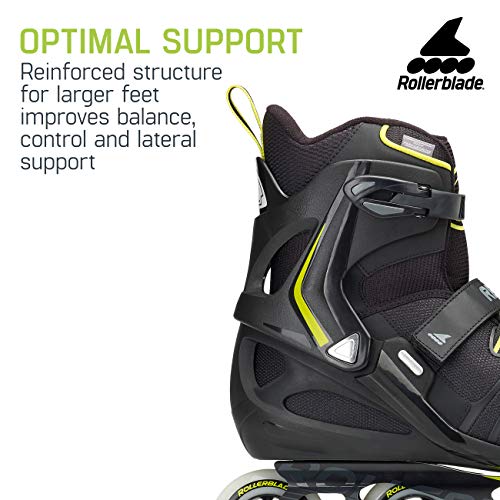 Rollerblade RB XL Men's Adult Fitness Inline Skate, Black and Lime, High Performance Inline Skates, 17.5