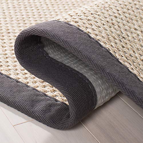 Safavieh Natural Fiber Collection NF143D Border Sisal Runner, 2'6" x 16' , Marble / Dark Grey