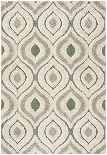 Safavieh Florida Shag Collection SG461-1160 Geometric Ogee Textured Area Rug, 6' x 9', Cream/Light Blue