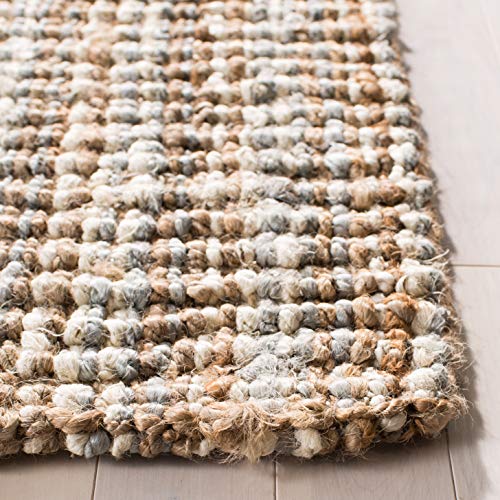 Safavieh Natural Fiber Collection NF447K Handmade Chunky Textured Premium Jute 0.75-inch Thick Area Rug, 5' x 8', Grey