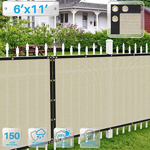 Patio Paradise 6' x 101' Tan Beige Fence Privacy Screen, Commercial Outdoor Backyard Shade Windscreen Mesh Fabric with Brass Gromment 90% Blockage- 3 Years Warranty (Customized