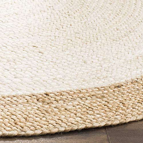 Safavieh Natural Fiber Collection NF801M Hand-Woven Ivory and Natural Jute Round Area Rug (8' in Diameter)