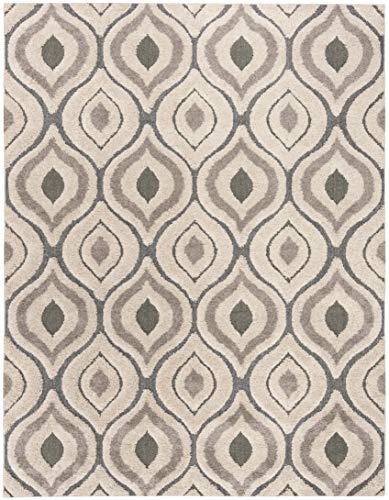 Safavieh Florida Shag Collection SG461-1160 Geometric Ogee Textured Area Rug, 8' x 10', Cream/Light Blue