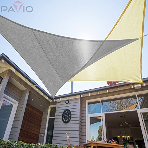 Patio Paradise 13' x 18' x 22.2' Ft 260 GSM Waterproof Sun Shade Sail-Light Grey Triangle UV Block Durable Awning Canopy Outdoor Garden Backyard