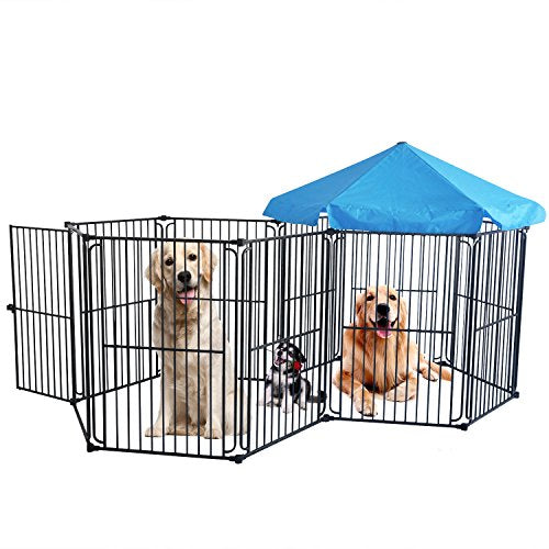 LEMKA Heavy Duty Dog Playpen Dog Kennel Pet Dog Exercise Playpen Foldable Dog Steel Crate Wire Metal Cage 6 Panels - 60 inches