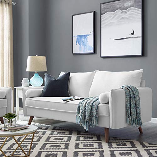 Modway Revive Contemporary Modern Fabric Upholstered Loveseat In White