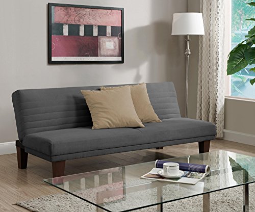 DHP Dillan Convertible Futon with Microfiber Upholstery, Grey