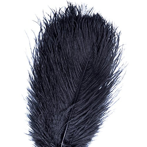 LanShi Natural 16-18 inch(40-45cm) Ostrich Feathers Plume for Wedding Centerpieces Home Decoration Black 50Pcs