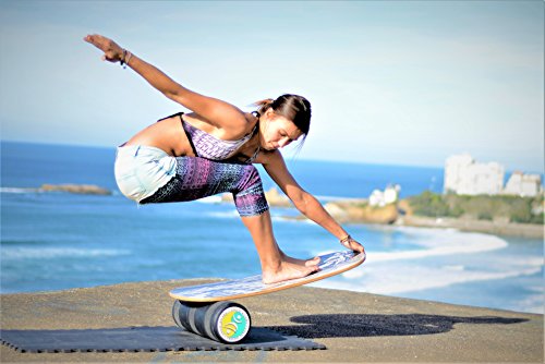 INDO BOARD Rocker Balance Board Package - Mahogany Brown - Improve Balance, Comes with 33" X 16" Non-Slip Deck 6.5" Roller and 14" Cushion