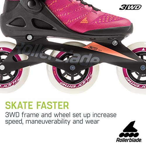 Rollerblade Macroblade 110 3Wd Women's Adult Fitness Inline Skate, Raspberry/Mango, 8.5