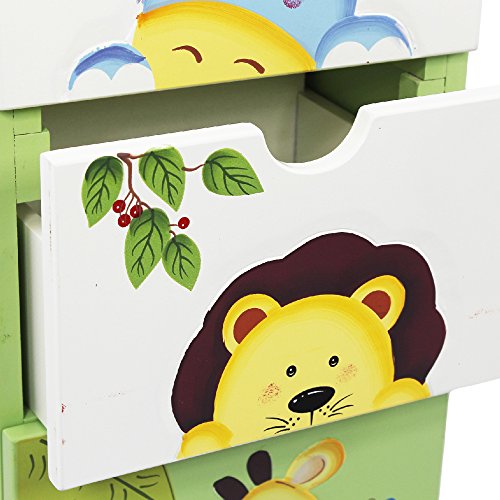 Fantasy Fields - Sunny Safari Animals Durable Wooden Hand Crafted Kids Storage Cabinet with 5 Drawers - Blue