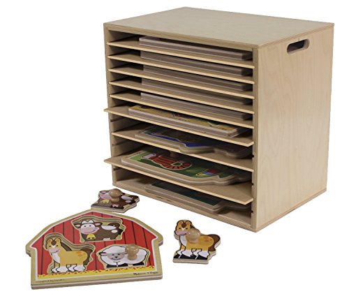 Childcraft Large-Knob Wooden Puzzle Storage Rack, 12-Shelves