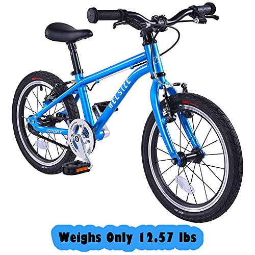 BELSIZE 16-Inch Belt-Drive Kid's Bike, Lightweight Aluminium Alloy Bicycle(only 12.57 lbs) for 3-7 Years Old (Blue)