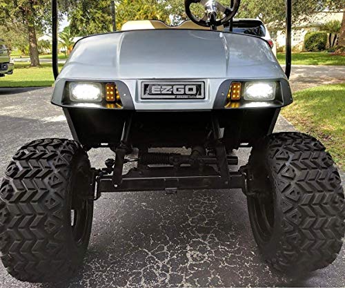 10L0L Golf Cart LED Light 9-pin Plug with Deluxe Upgrade Kit Fits EZGO 1996-2013 TXT (Must Input 12 Volts)
