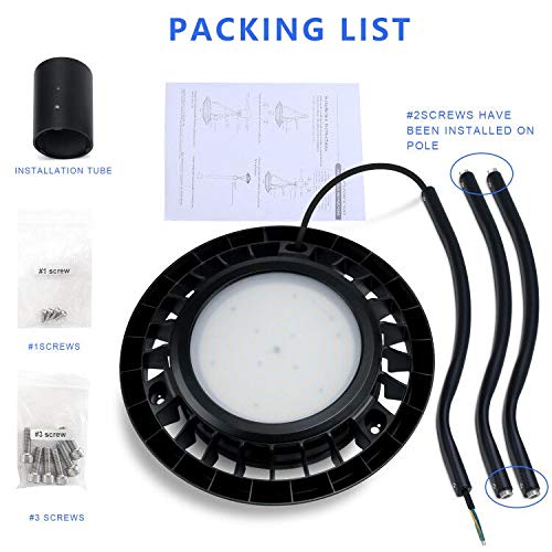 Led Post Top Light 80W DLC/ETL Listed 11,200Lm 5000K Daylight IP65 Waterproof LED Post Top Outdoor Circular Area Pole Light [350W Equivalent] for Garden Yard Street Lighting