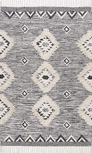 nuLOOM Moroccan Shag Fringe Wool Rug, 6' x 9', Grey