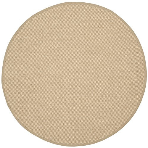 Safavieh Natural Fiber Collection NF141B Border Sisal Area Rug, 8' x 8' Round, Maize / Linen