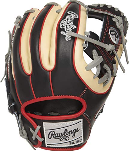 Rawlings Heart of The Hide R2G Baseball Glove, Black/Camel/Red, 11.5 inch, Pro I Web, Right Hand Throw