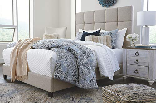 Ashley Furniture Signature Design - Dolante Upholstered Bed - King Size - Complete Bed Set in a Box - Contemporary Style - Tan