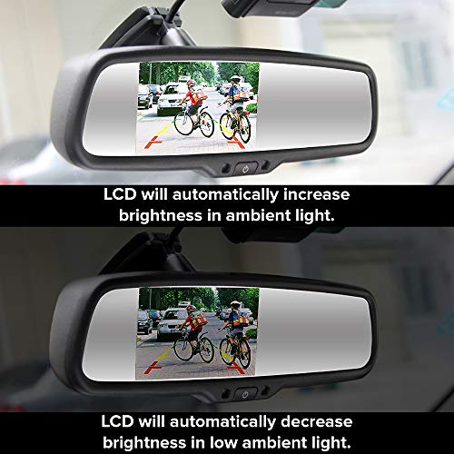 Master Tailgaters OEM Rear View Mirror with Ultra Bright 4.3" Auto Adjusting Brightness LCD + Auto Dimming Mirror + Compass & Temperature - Universal Fit (Complete Replacement)