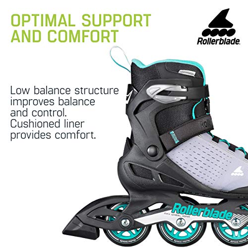 Rollerblade Zetrablade Elite Women's Adult Fitness Inline Skate, Black and Powder Blue, Performance Inline Skates, 6